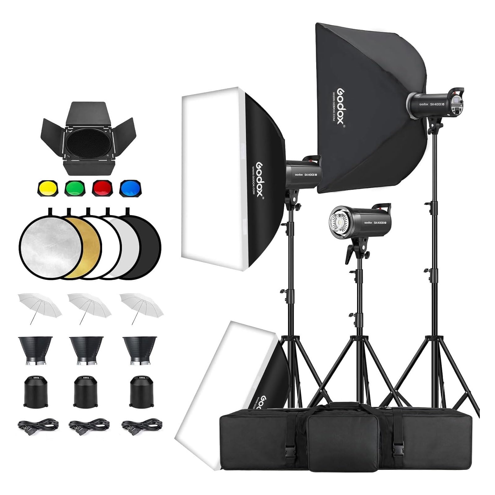 Godox スタジオ撮影セット バック紙撮影セット Lサイズ GODOX QTIII 400w、600wストロボ3灯